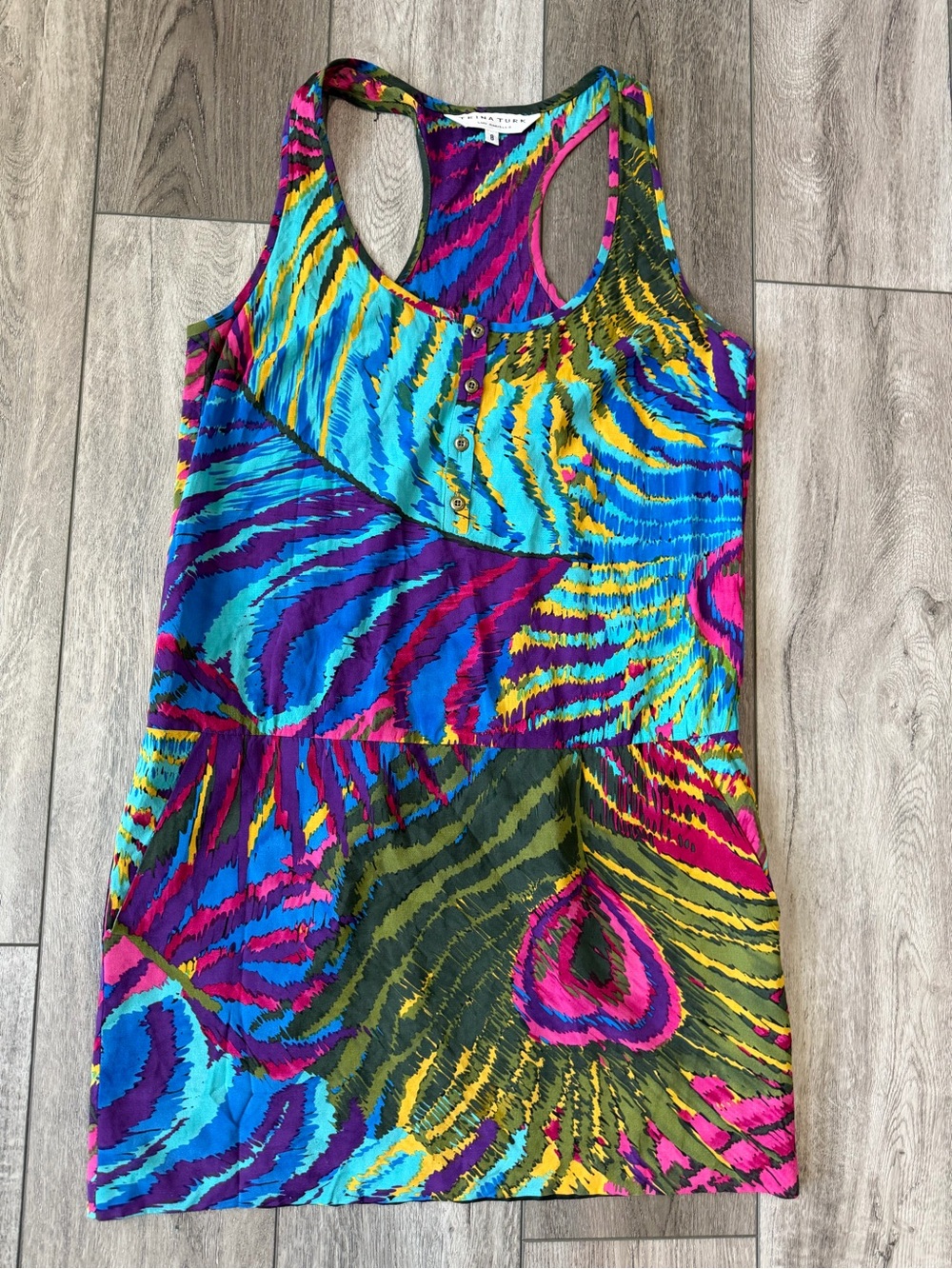 Trina Turk Silk Purple Multicolor Abstract Tank Dress-(8)